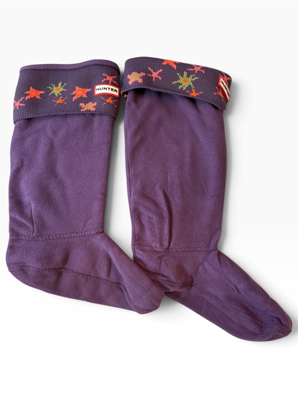 Unisex Hunter Purple Star Knit Boot Socks Neon Stars, size L (US 7-9)
